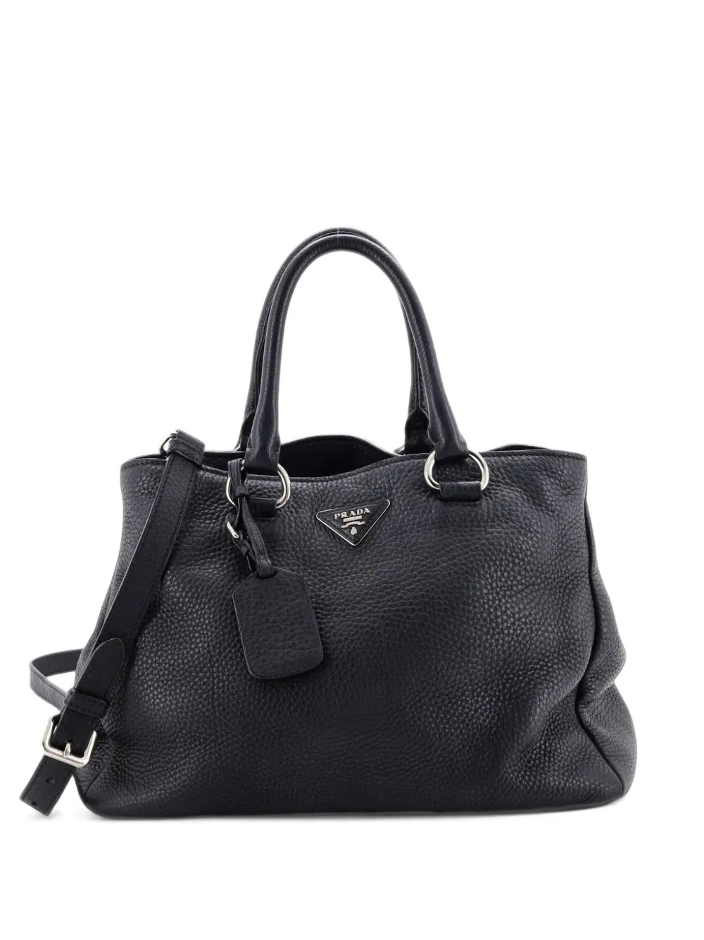 Prada Pre-Owned Convertible Shopping Vitello Daino Medium tote bag - Noir Prada Pre-Owned Convertible Shopping Vitello Daino Medium tote bag - Noir