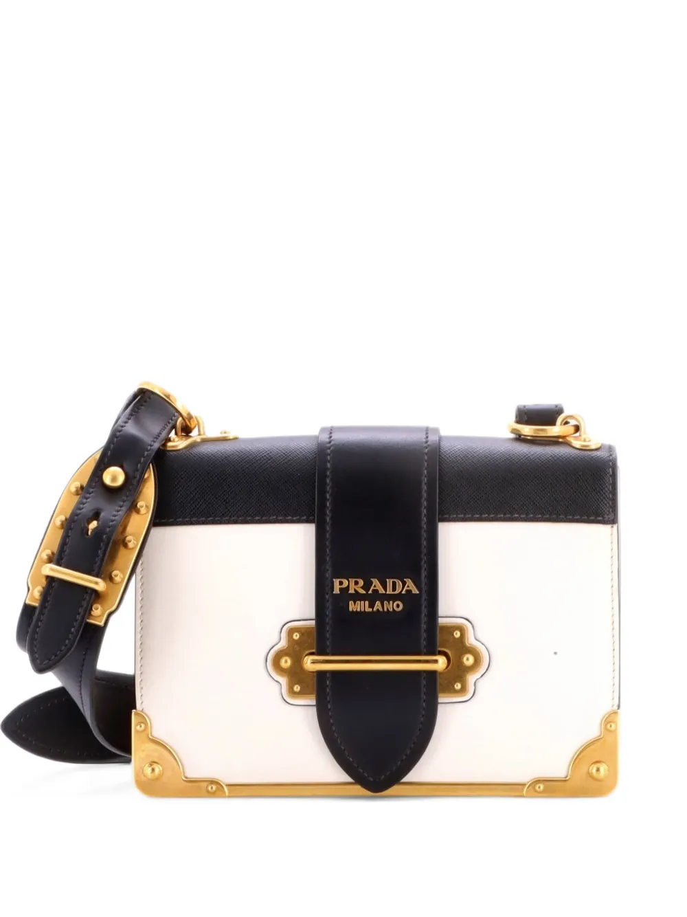 Prada Pre-Owned Cahier Leather and Saffiano Leather Small crossbody bag - Nero