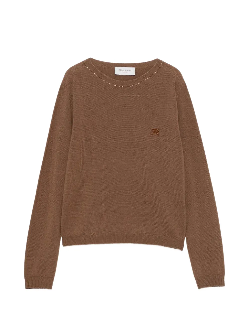Ermanno Scervino crystal-embellished logo-embroidered sweater - Braun