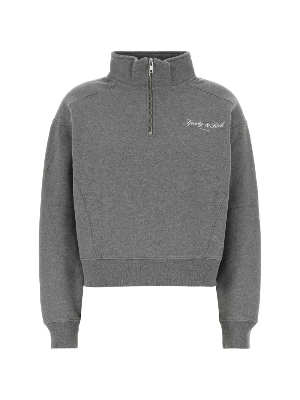 Sporty & Rich logo-print quarter-zip sweatshirt - Grau