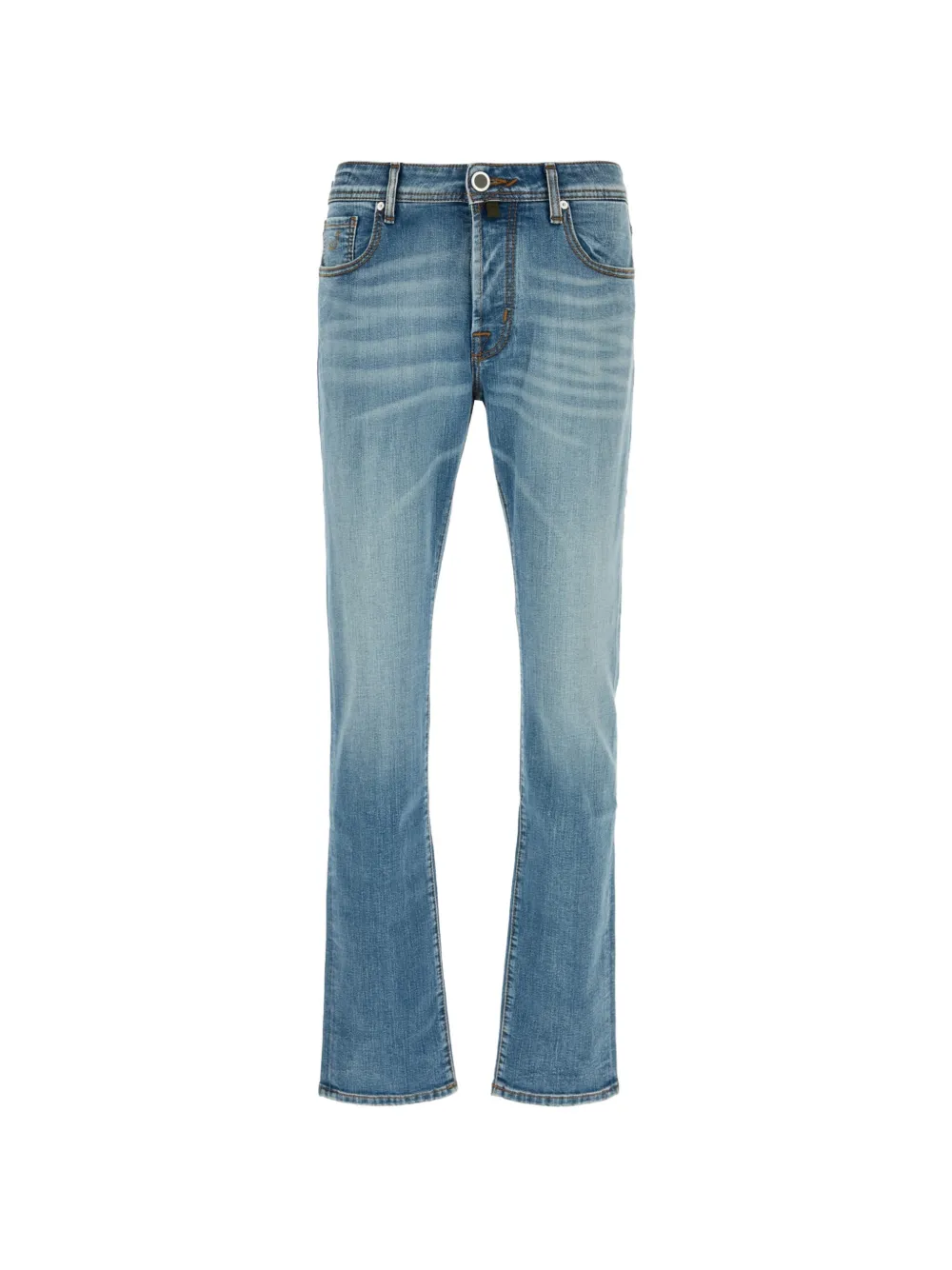 Jacob Cohën logo-patch whiskered jeans - Blu