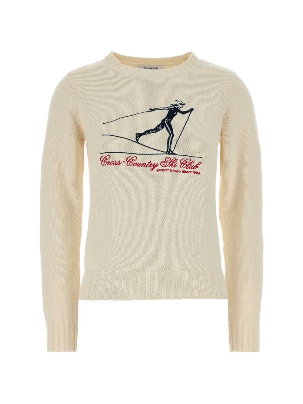 Sporty & Rich graphic-intarsia cotton sweater Beige