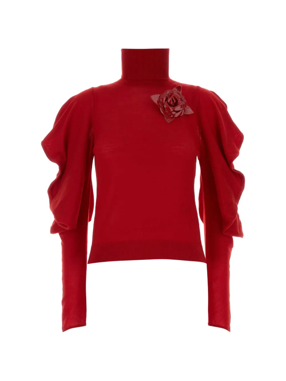 Blumarine rose-detail ruffled-sleeve sweater - Rot