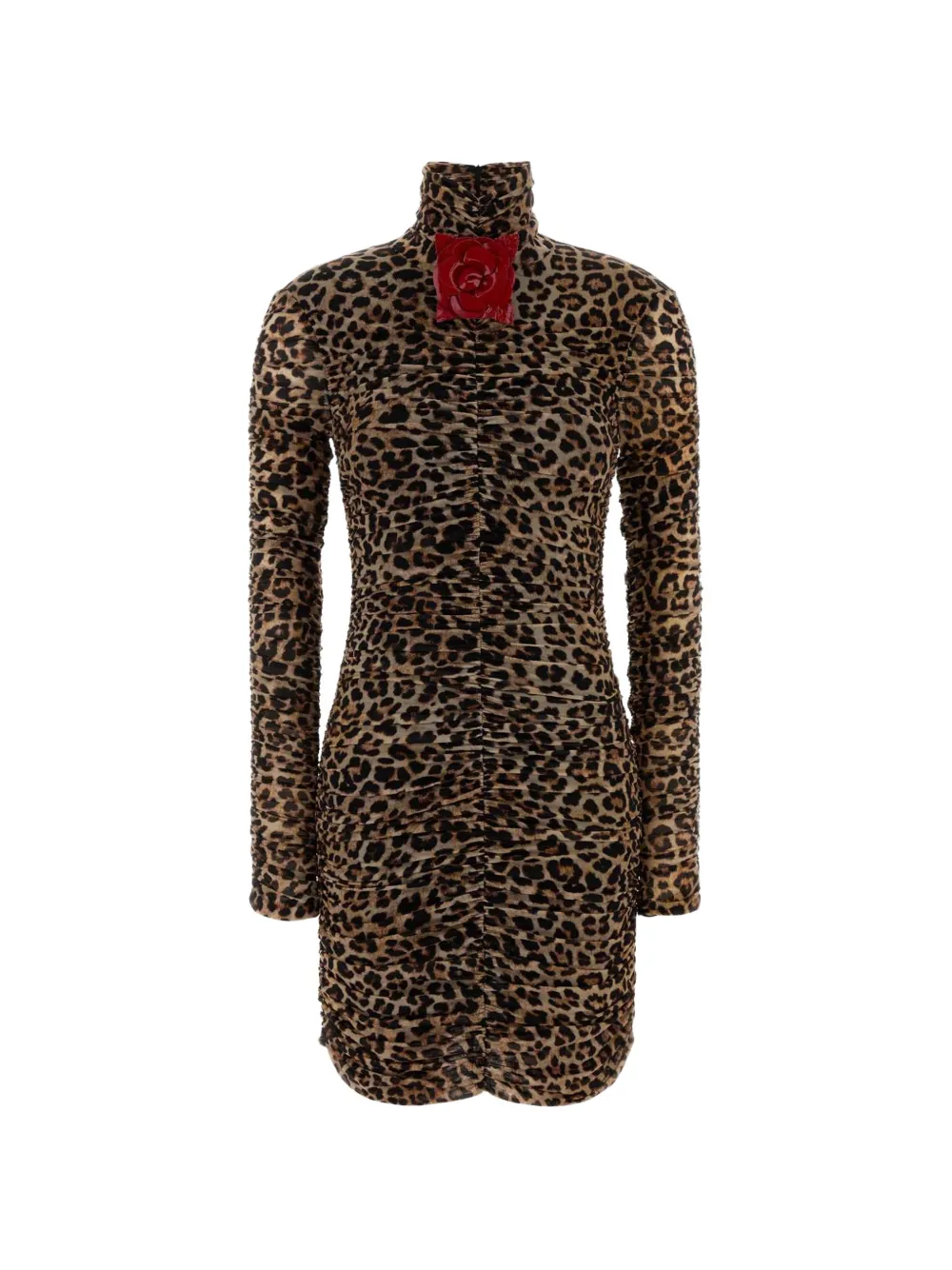 Blumarine leopard-print ruched mini dress - Brown
