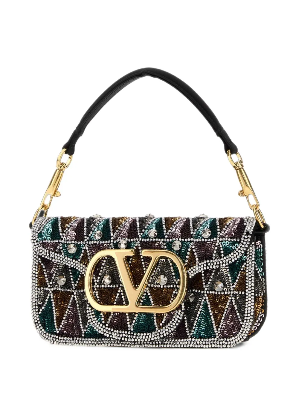Valentino Garavani Locò kleine schoudertas met borduurwerk Beige