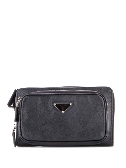 Prada Pre-Owned cangurera de piel saffiano con cierre alrededor y bolsillo delantero