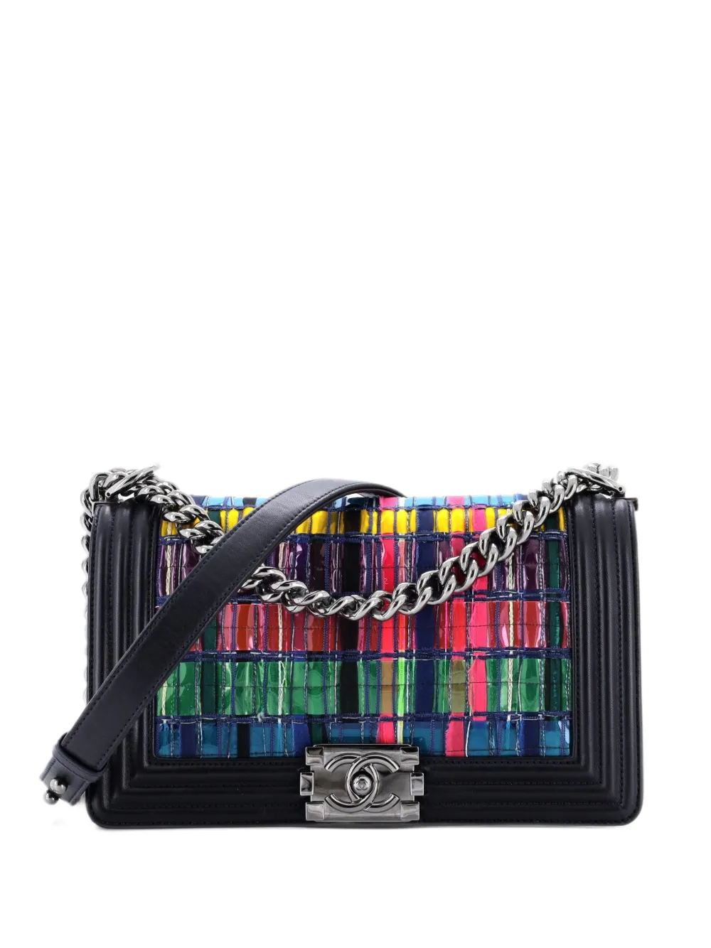 CHANEL Pre-Owned Boy Flap Bag Woven PVC with Lambskin Old Medium shoulder bag - Mehrfarbig