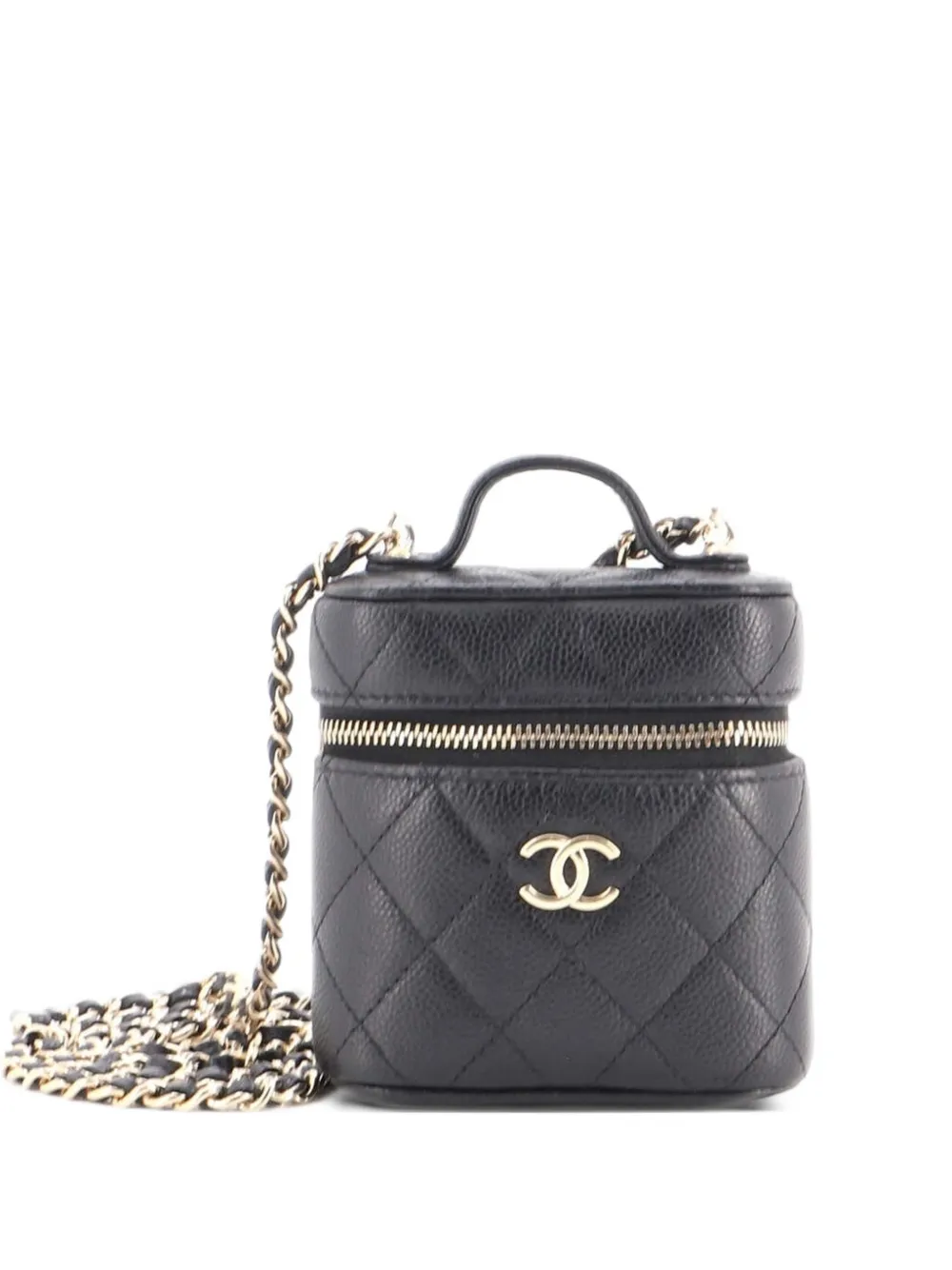 CHANEL Pre-Owned Handle with Care Vanity Case with Chain Quilted Caviar crossbody bag - Nero