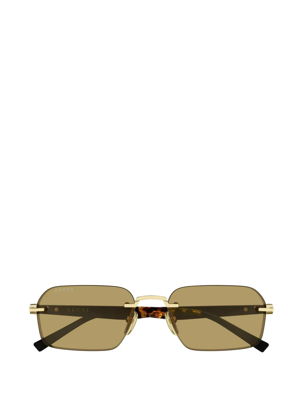 Gucci Eyewear Occhiali da sole rettangolari con montatura a giorno - Oro