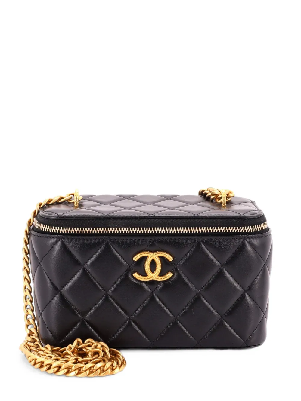 CHANEL Pre-Owned All Slide Long Vanity Case with Chain Quilted Lambskin Small crossbody bag - Nero
