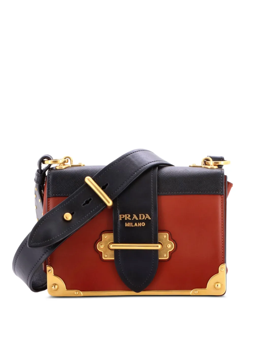Prada Pre-Owned Cahier Leather and Saffiano Leather Small crossbody bag - Nero