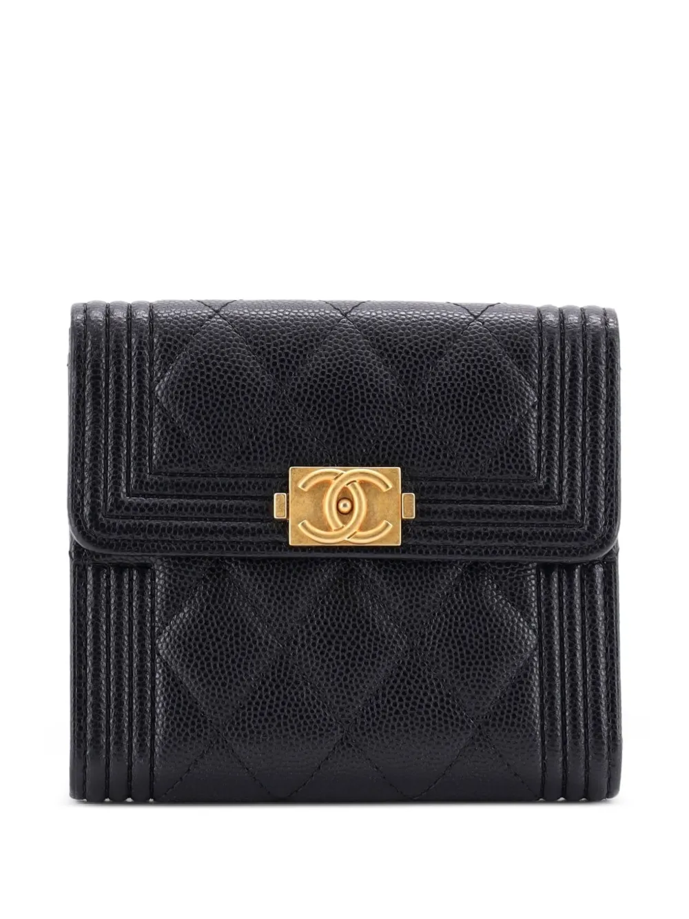 CHANEL Pre-Owned Boy Flap Wallet Quilted Caviar Compact small wallets - Schwarz