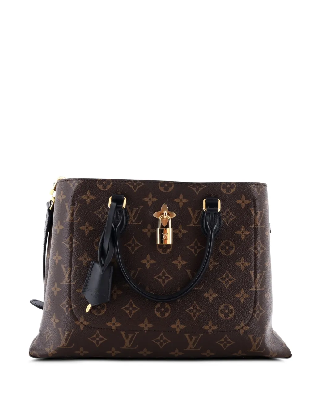 Louis Vuitton Pre-Owned Flower Monogram Canvas with Leather tote bag - Black