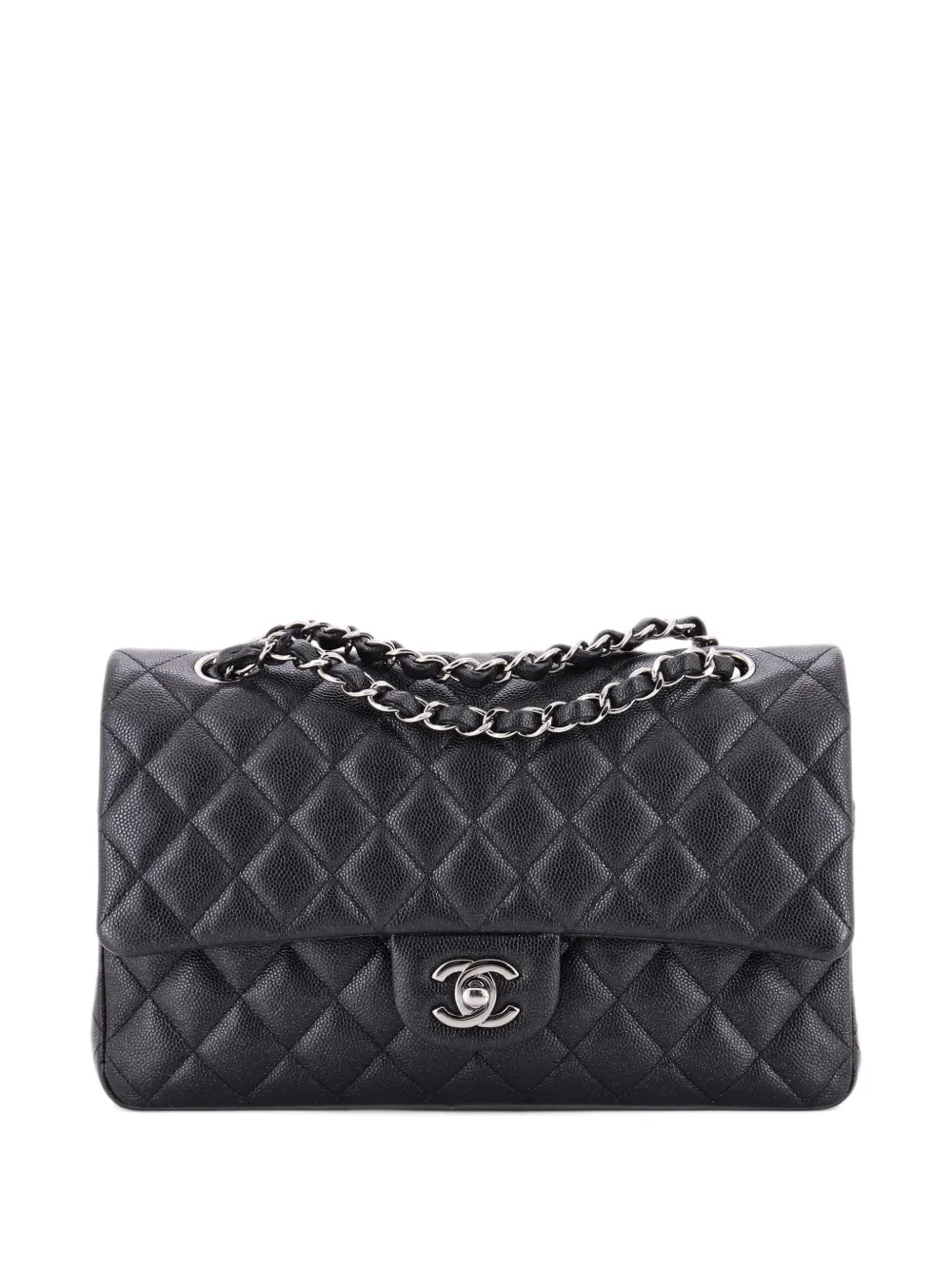 CHANEL Pre-Owned Classic Double Flap Bag Quilted Iridescent Caviar Medium shoulder bag - Nero