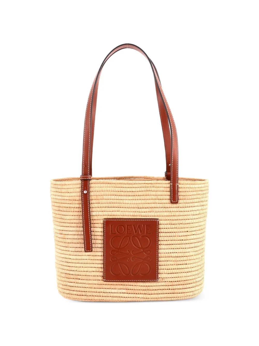 Loewe Pre-Owned Square Basket Woven Raffia Small tote bag - Nude