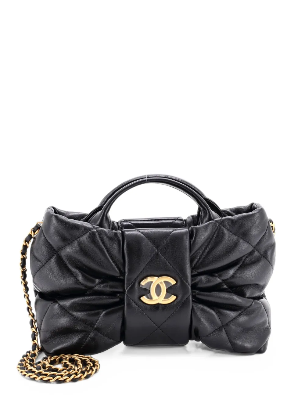CHANEL Pre-Owned CC Bow Chain Quilted Leather Mini shoulder bag - Schwarz