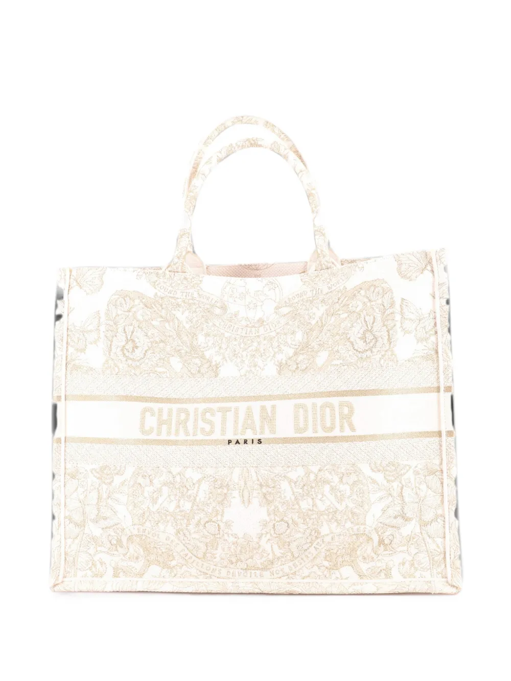 Christian Dior Pre-Owned Book Embroidered Canvas Large tote bag Christian Dior Pre-Owned Book Embroidered Canvas Large tote bag