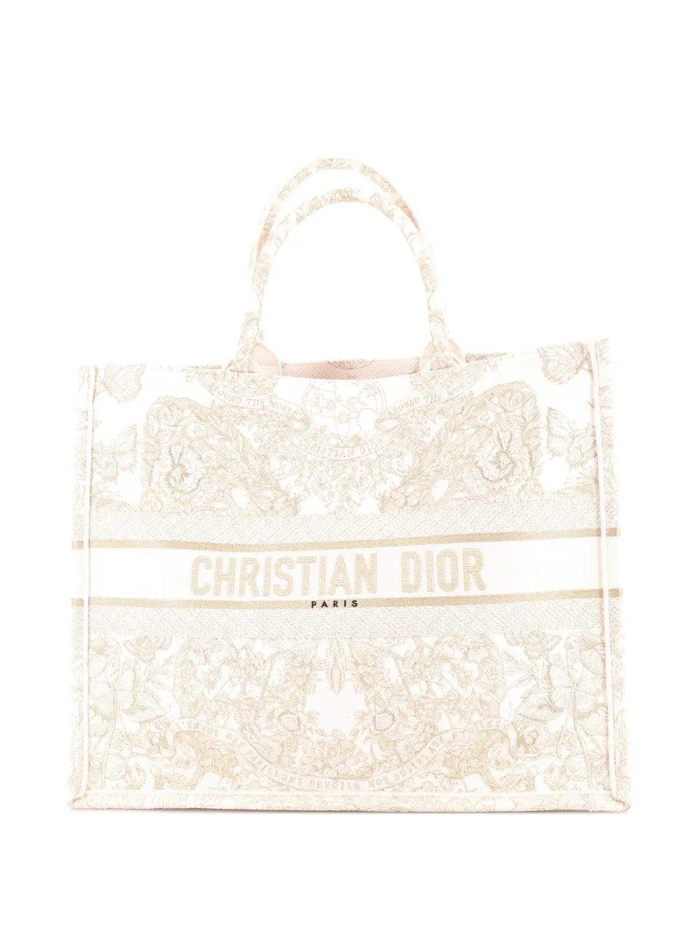 Christian Dior Pre-Owned Book Embroidered Canvas Large tote bag - Gold