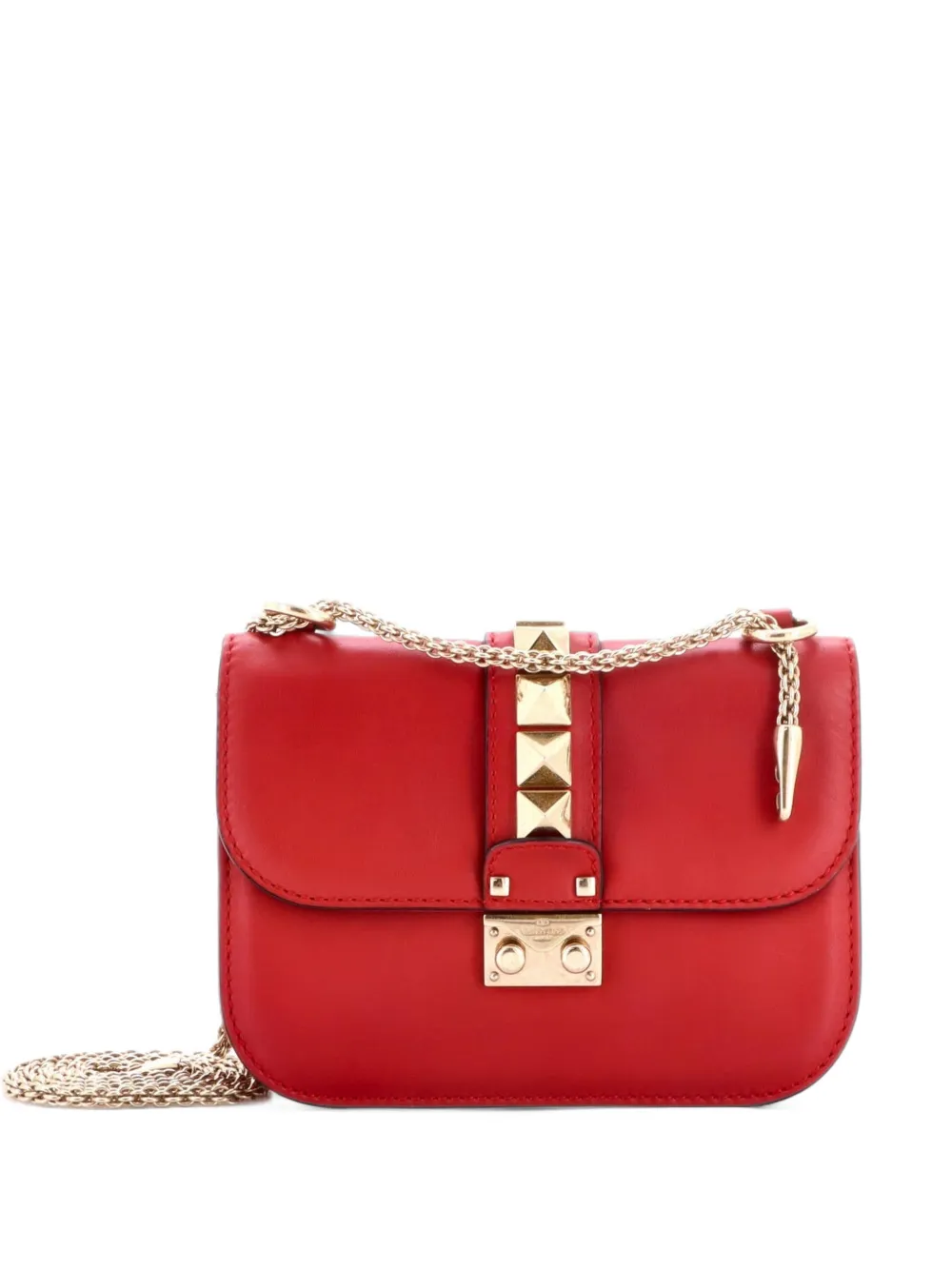 Valentino Garavani Pre-Owned Glam Lock Leather Small shoulder bag - Rot