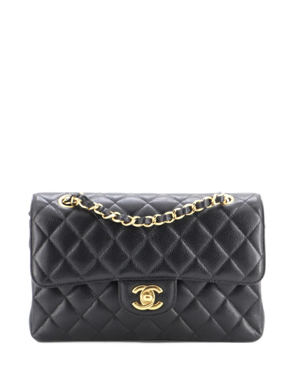 CHANEL Pre-Owned Classic Double Flap Bag Quilted Caviar Small shoulder bag - Black