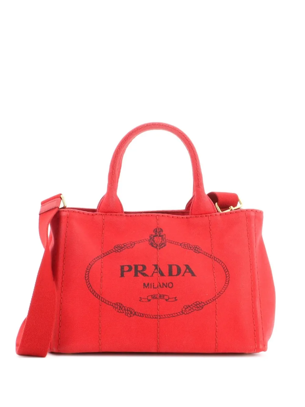 Prada Pre-Owned Canapa Convertible Canvas Mini tote bag - Rosso