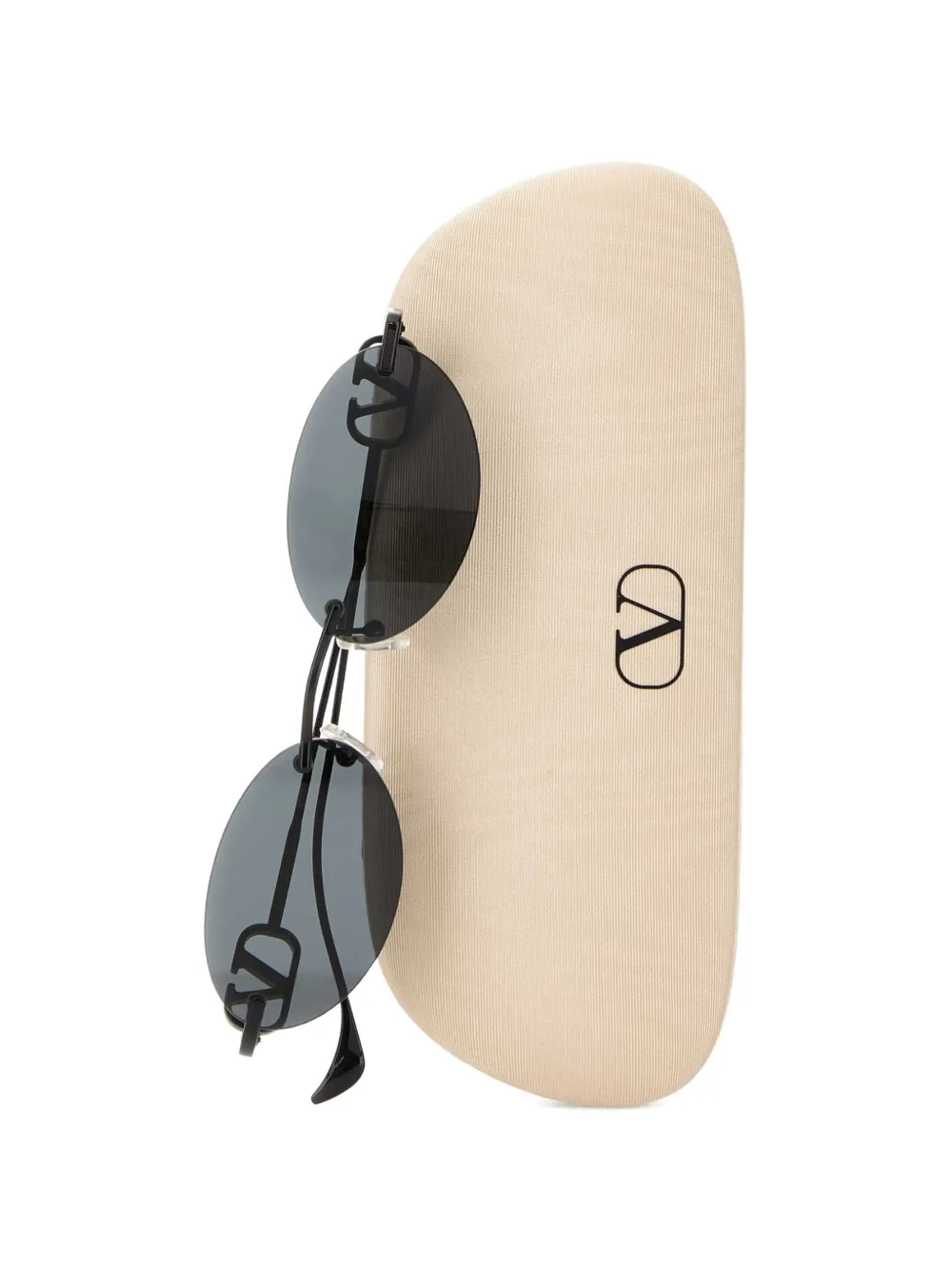 VALENTINO GARAVANI EYEWEAR VLogo randloze zonnebril met ovalen montuur Zwart