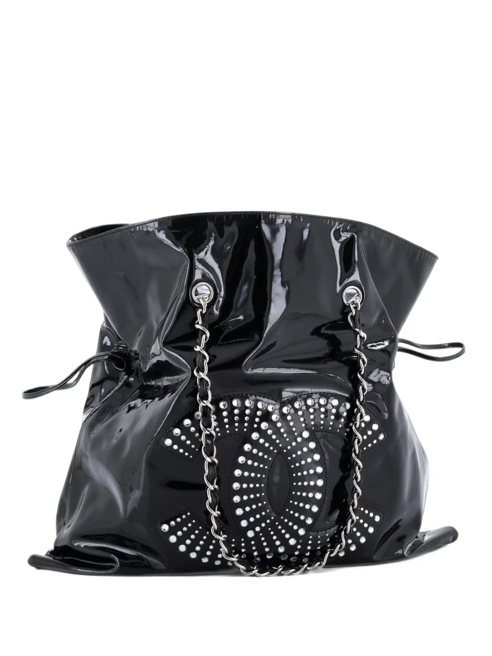 CHANEL Pre-Owned Bon Bon Strass Embellished Patent Large tote bag - Noir CHANEL Pre-Owned Bon Bon Strass Embellished Patent Large tote bag - Noir