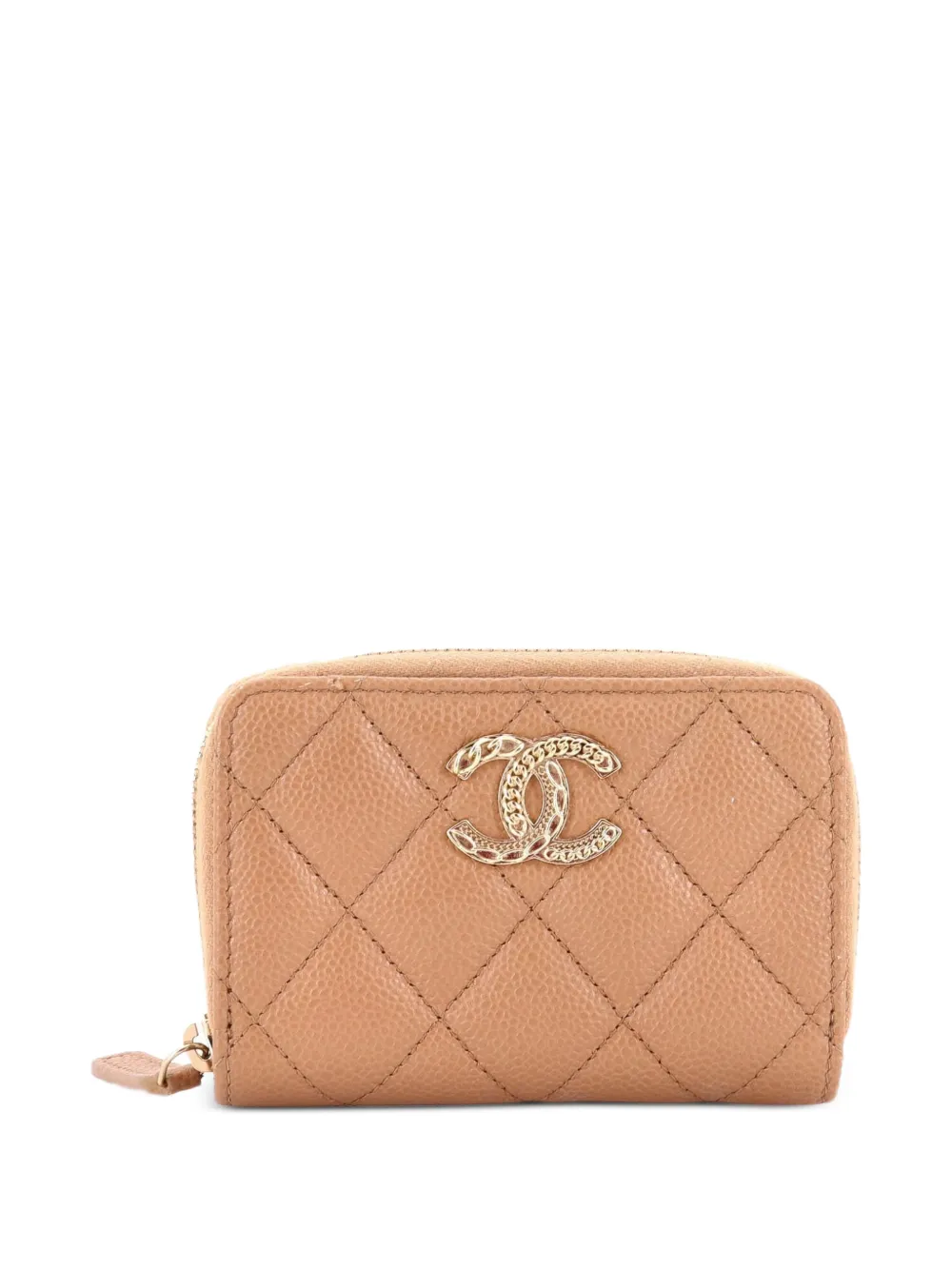 CHANEL Pre-Owned Multichain CC Zip Coin Purse Quilted Caviar small wallets - Neutrals