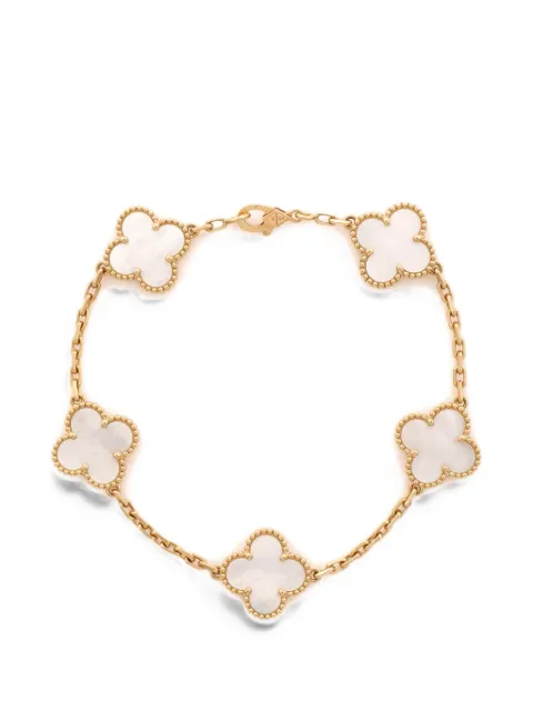 Van Cleef & Arpels Pre-Owned Vintage Alhambra 5 Motifs 18K Yellow Gold and Mother of Pearl bracelet