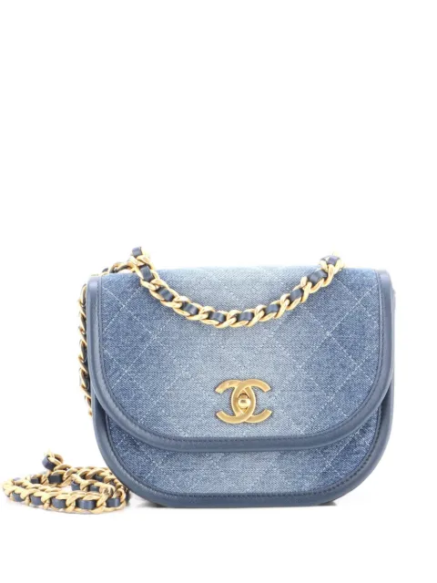CHANEL Pre-Owned CC Turnlock Round Flap Bag Quilted Denim Small shoulder bag