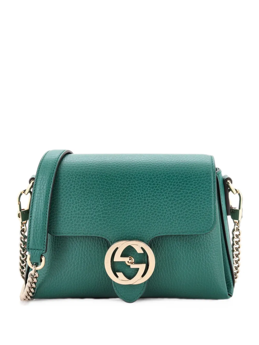 Gucci Pre-Owned Interlocking Chain Leather Small crossbody bag - Green