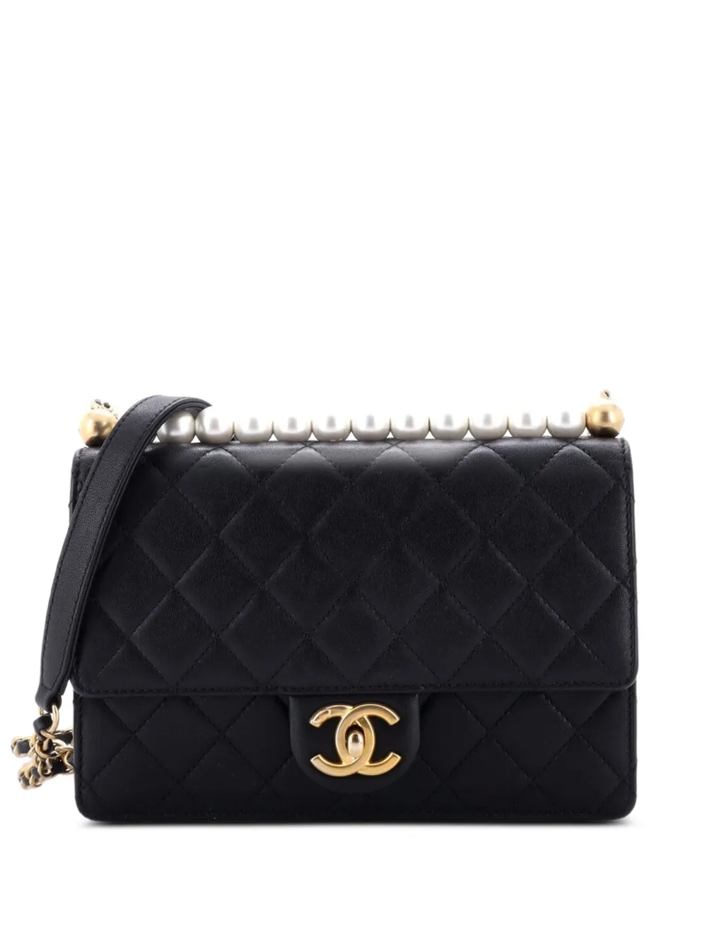 CHANEL Pre-Owned Chic Pearls Flap Bag Quilted Lambskin Small shoulder bag - Nero