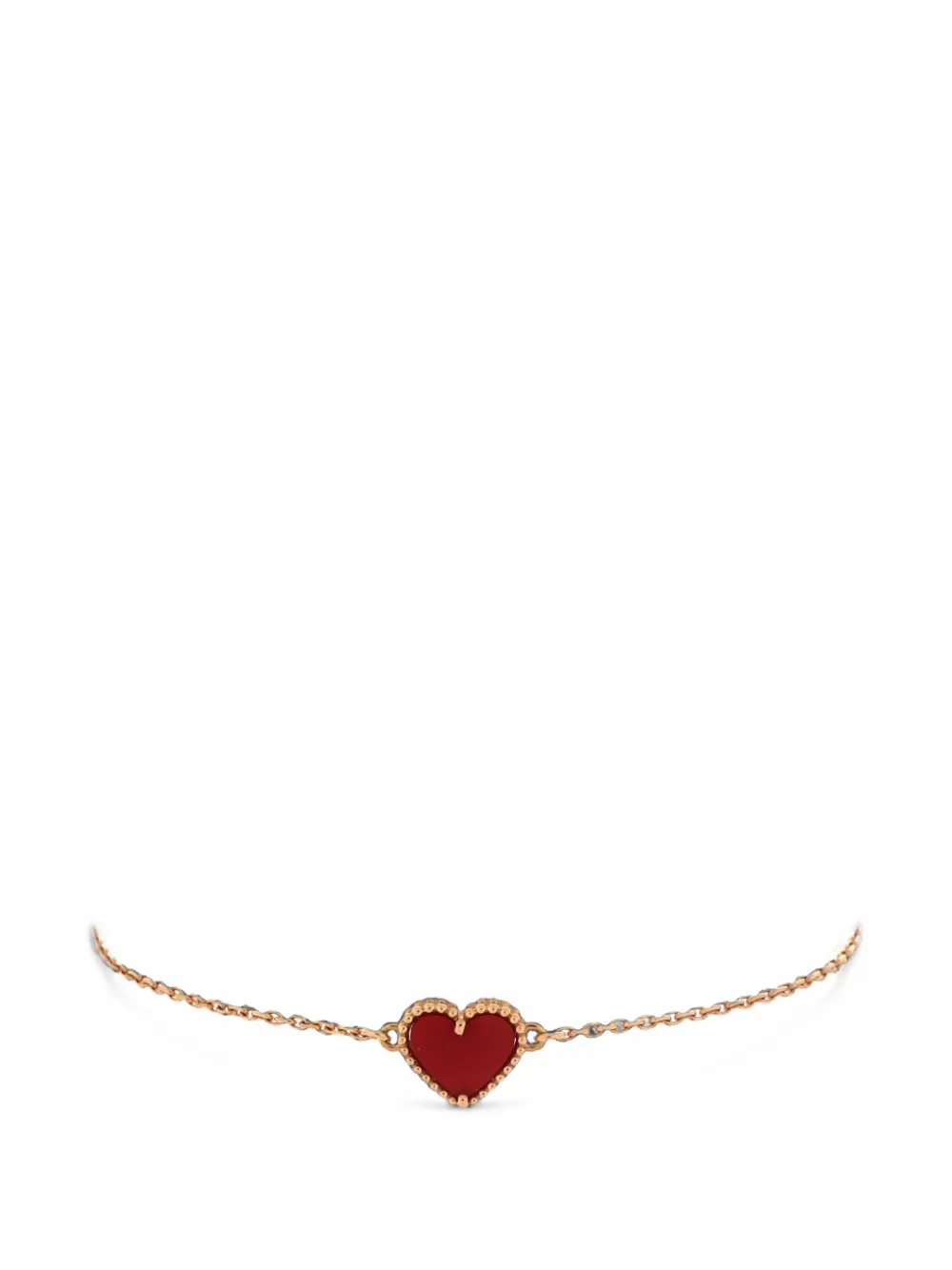 Pre-owned Van Cleef & Arpels Sweet Alhambra Heart 18k Rose Gold With Carnelian Bracelet In Pink