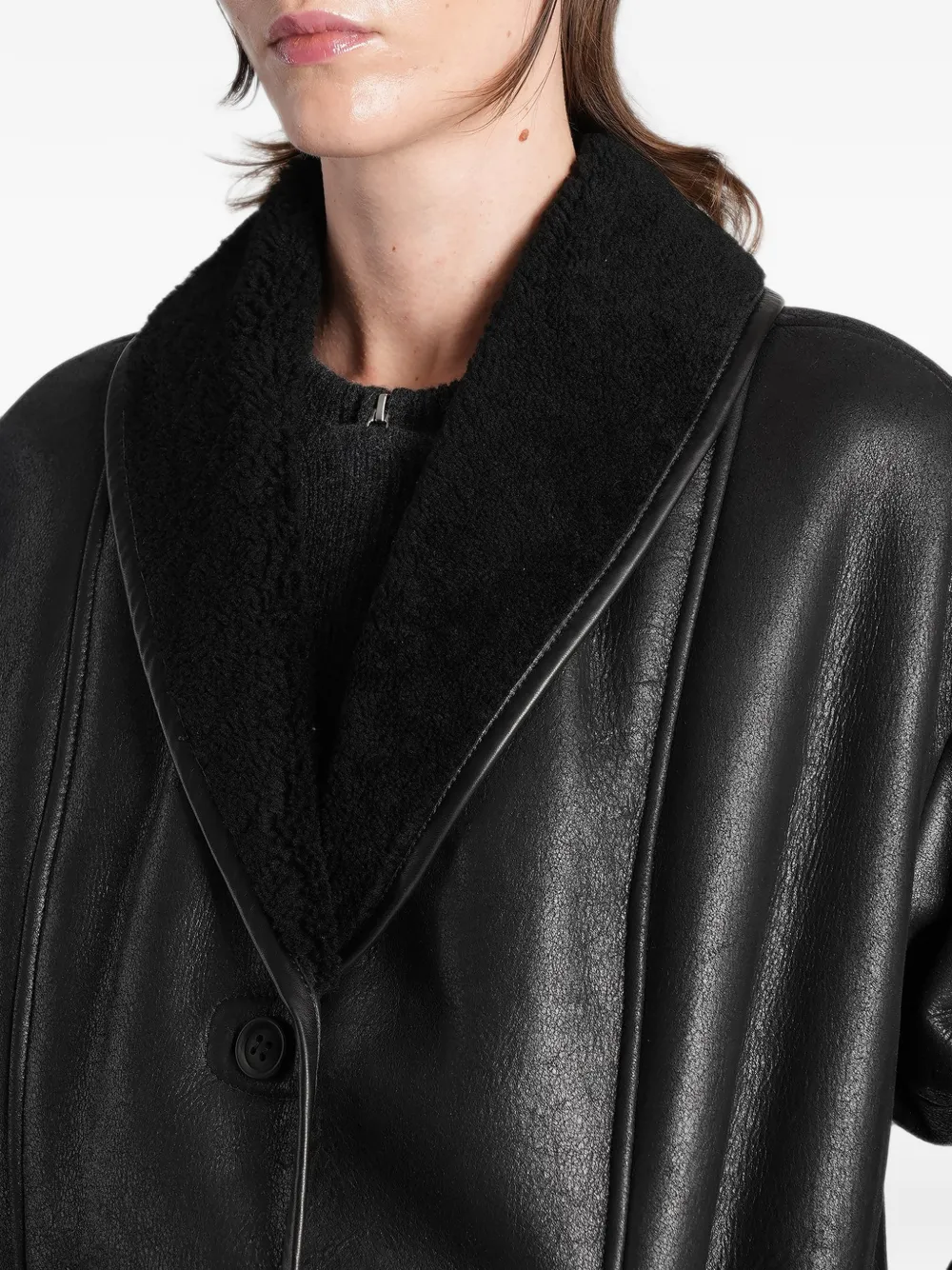 Salvatore Santoro shearling-trim leather jacket Zwart