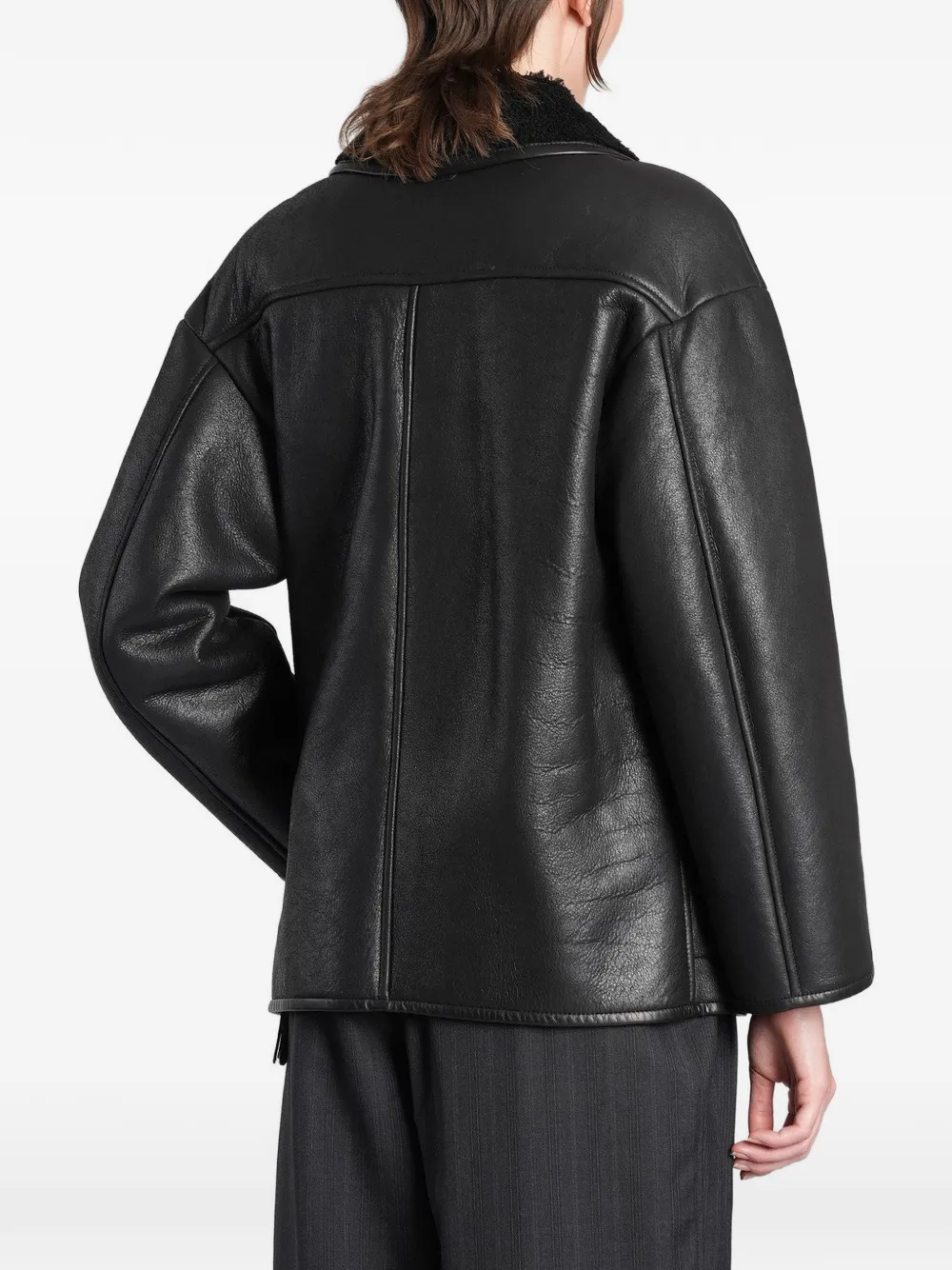 Salvatore Santoro shearling-trim leather jacket Zwart