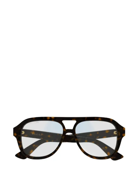 Gucci Eyewear 톨토이즈셸 이펙트 파일럿 프레임 선글라스