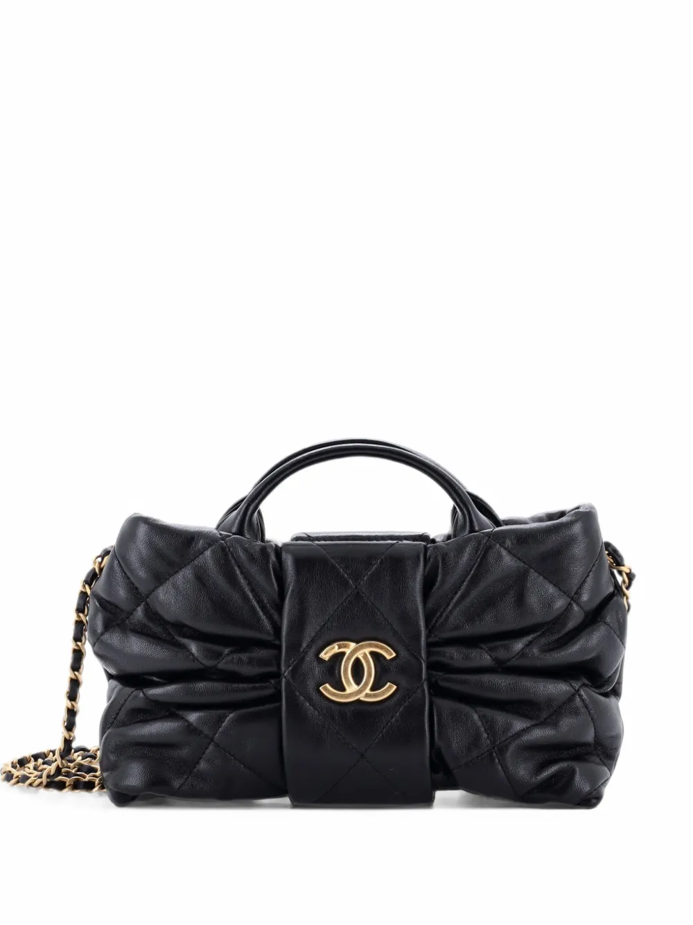 CHANEL Pre-Owned CC Bow Chain Quilted Leather Mini shoulder bag - Nero