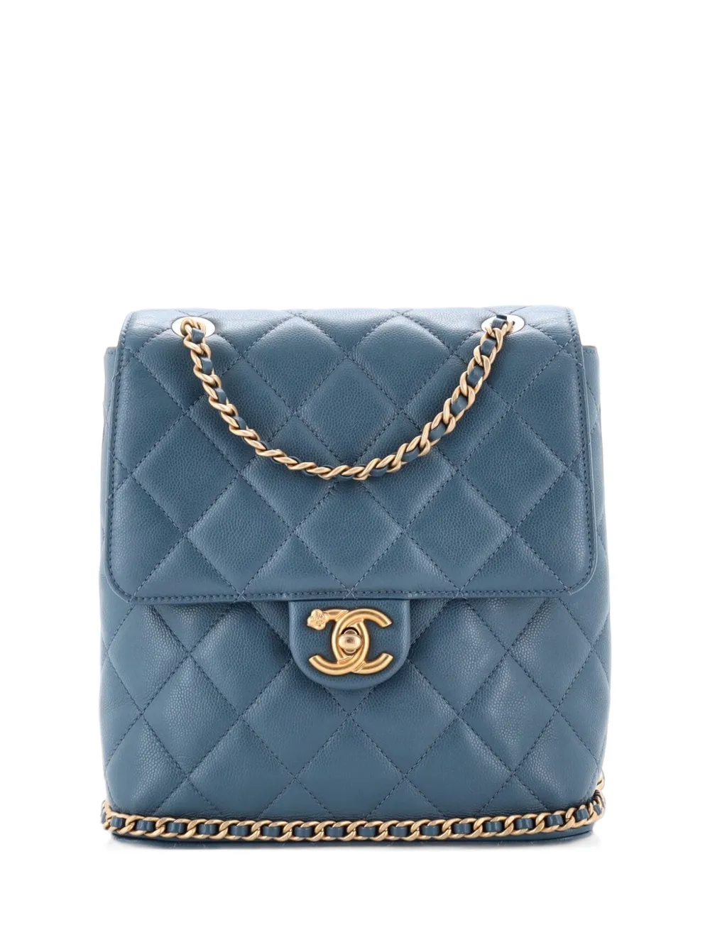 CHANEL Pre-Owned CC Chain Flap Quilted Caviar backpack - Blau