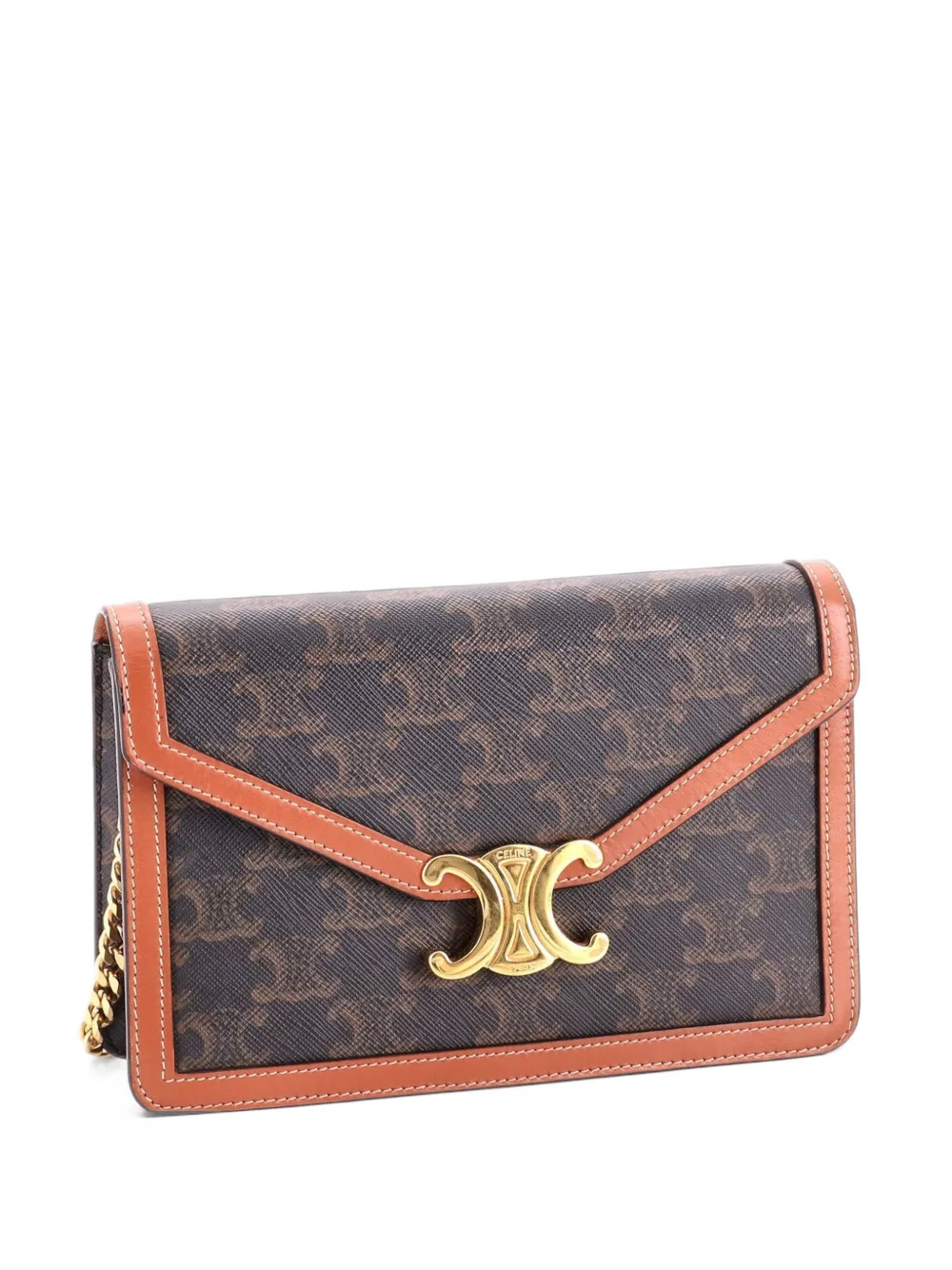 Celine Pre-Owned Enveloppe Wallet on Strap Triomphe Coated Canvas crossbody bag - Brown