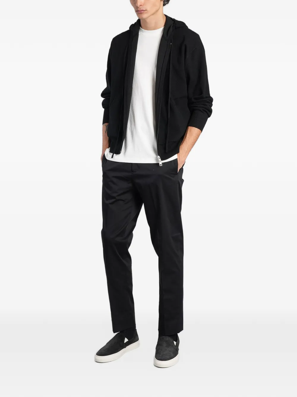 Low Brand George elasticated-waistband tailored trousers Zwart