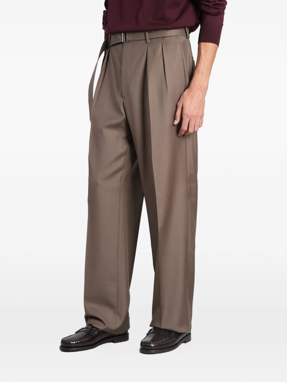 Tagliatore belted pleated trousers Bruin