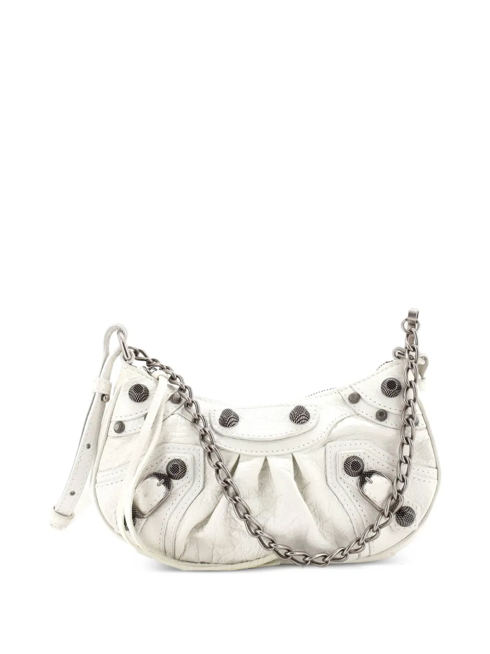 Balenciaga Pre-Owned Le Cagole Giant Studs Chain Shoulder Bag Leather XS hobo bag - Weiß