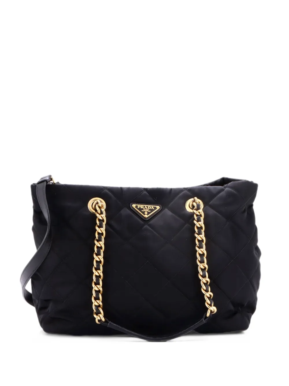 Prada Pre-Owned Convertible Chain Tote Quilted Tessuto Medium shoulder bag - Nero
