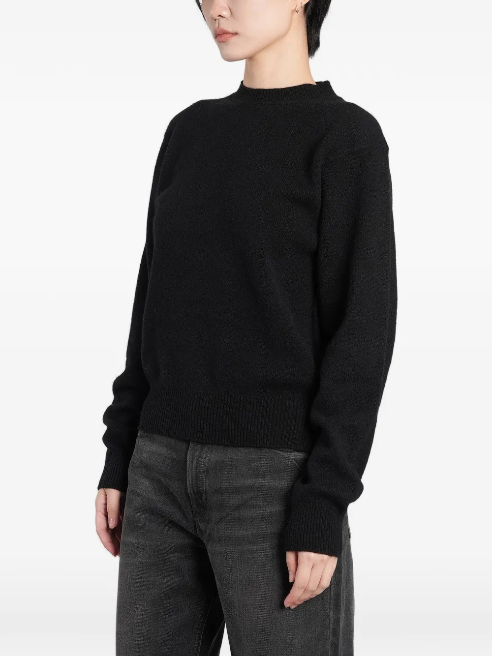 Haikure ribbed-trim side-slit sweater Zwart