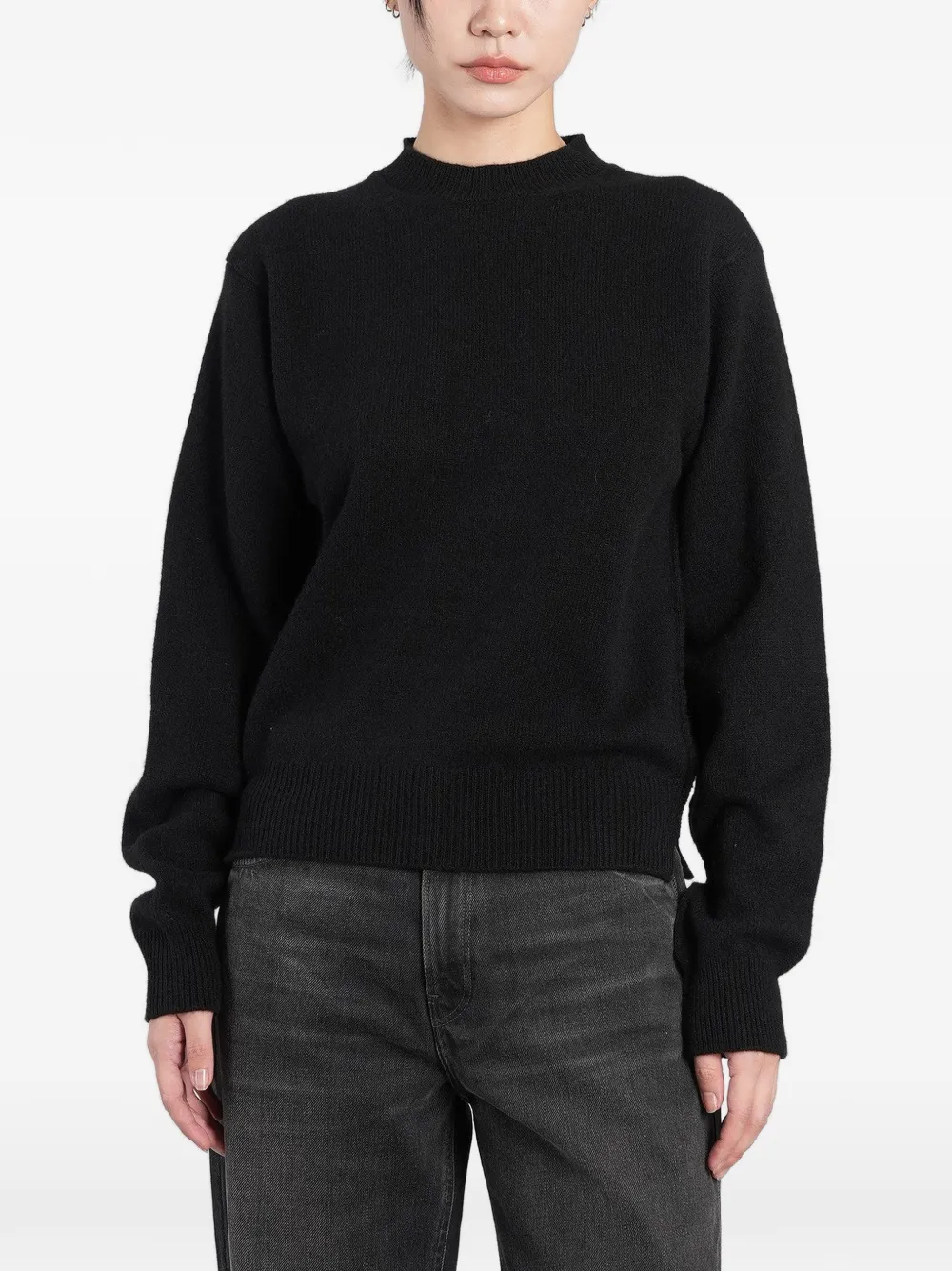 Haikure ribbed-trim side-slit sweater - Schwarz