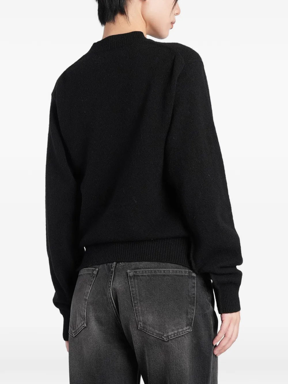 Haikure ribbed-trim side-slit sweater Zwart