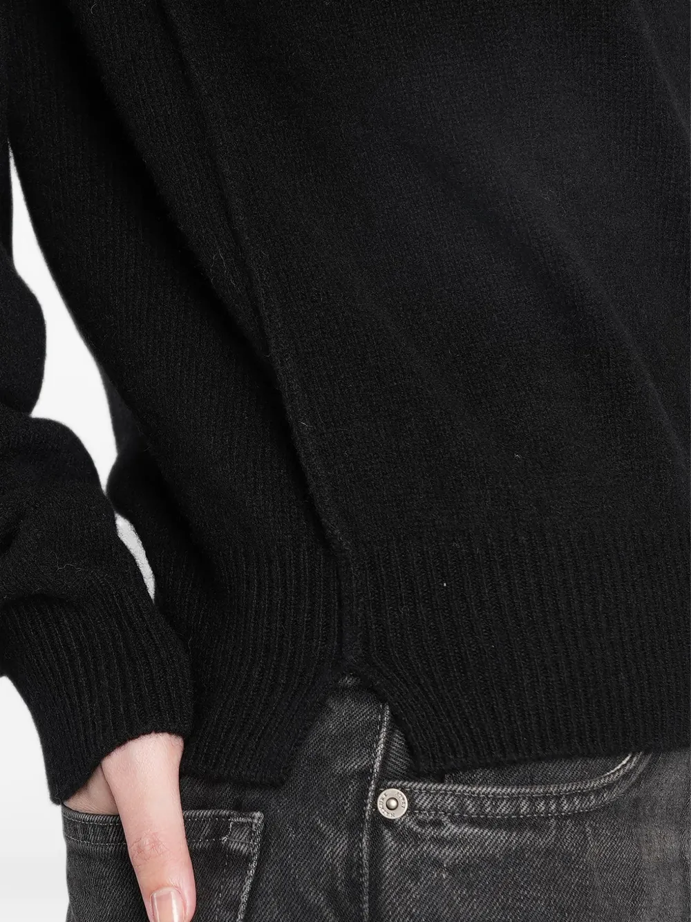 Haikure ribbed-trim side-slit sweater Zwart