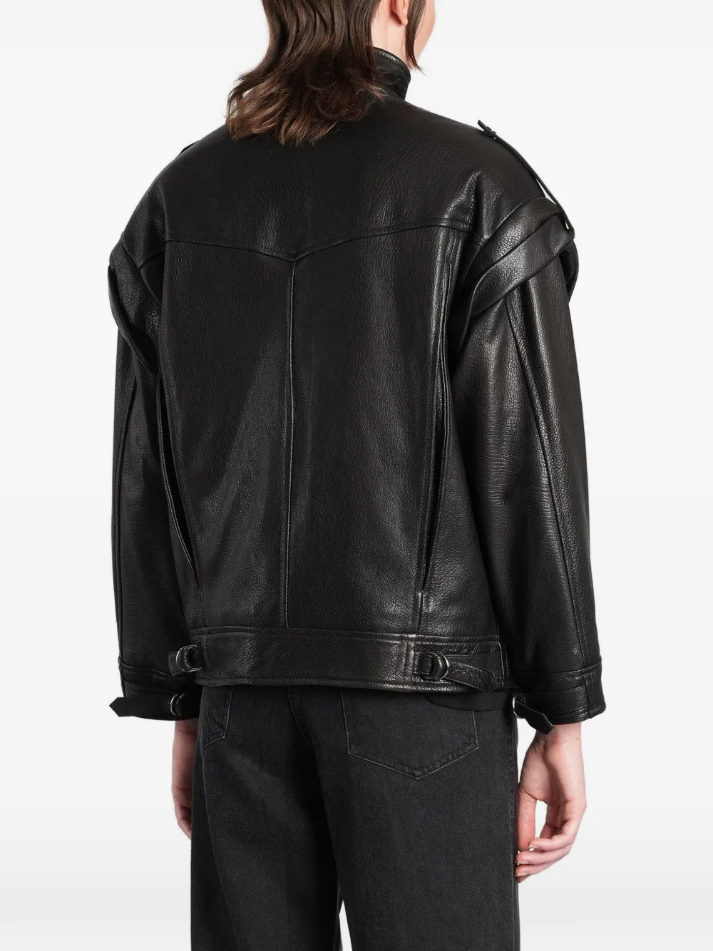 Salvatore Santoro hooded leather jacket Zwart