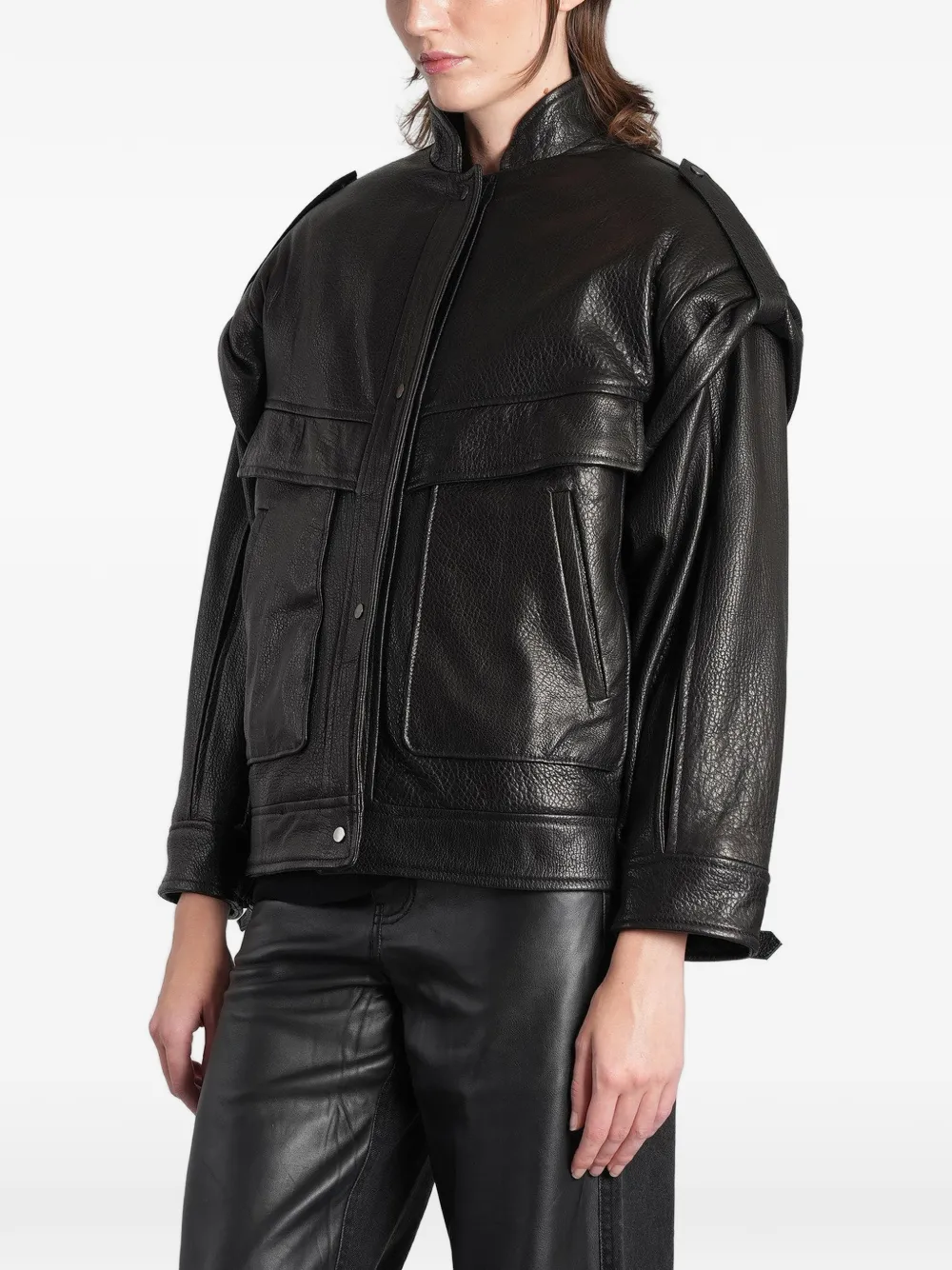Salvatore Santoro hooded leather jacket Zwart