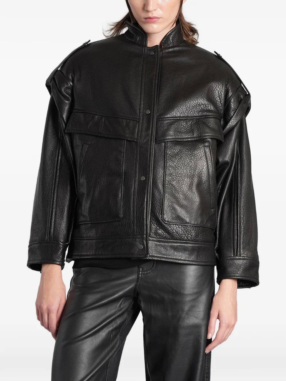 Salvatore Santoro hooded leather jacket Zwart